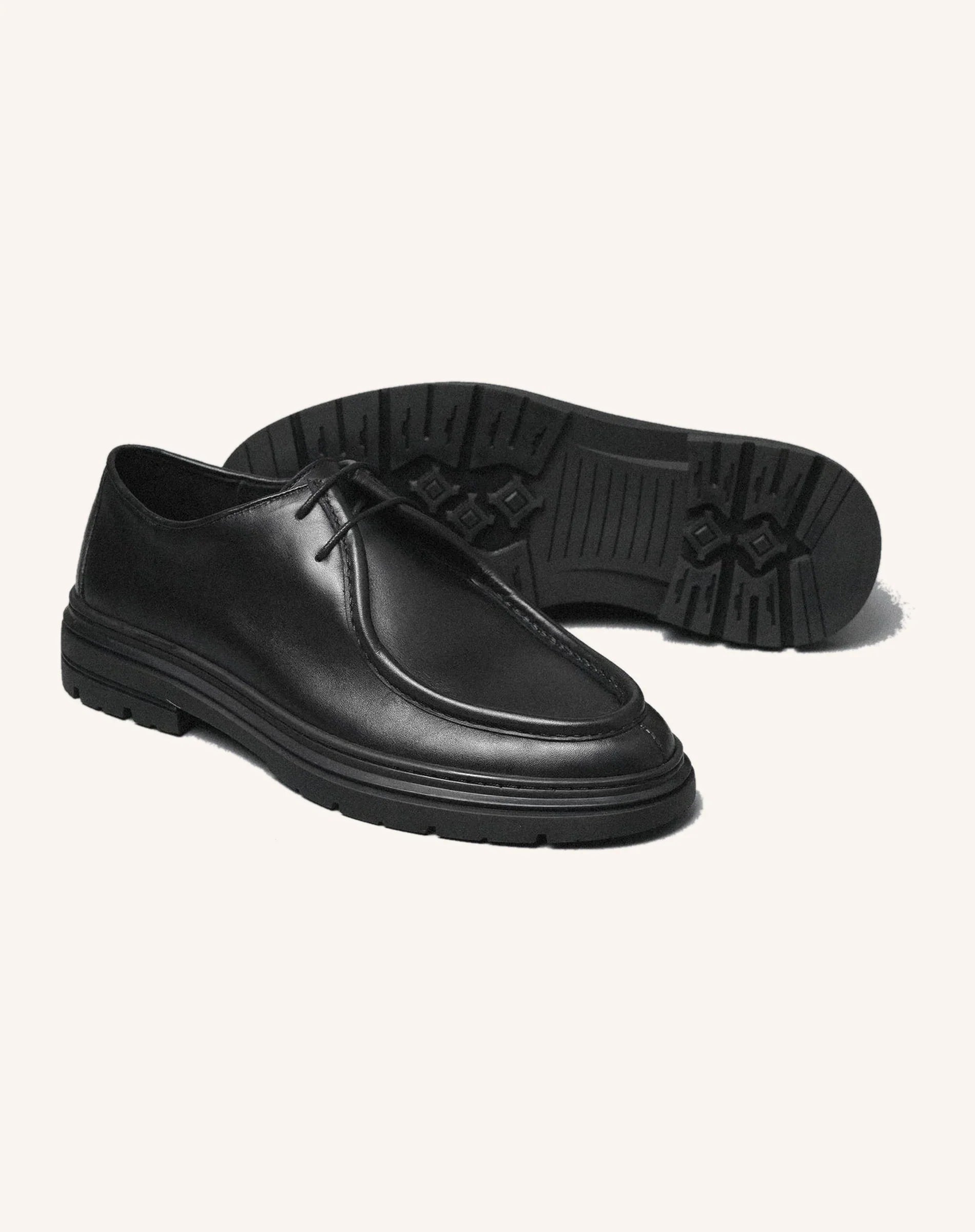 Men Black Lace Up Derby Shoes Round Toe