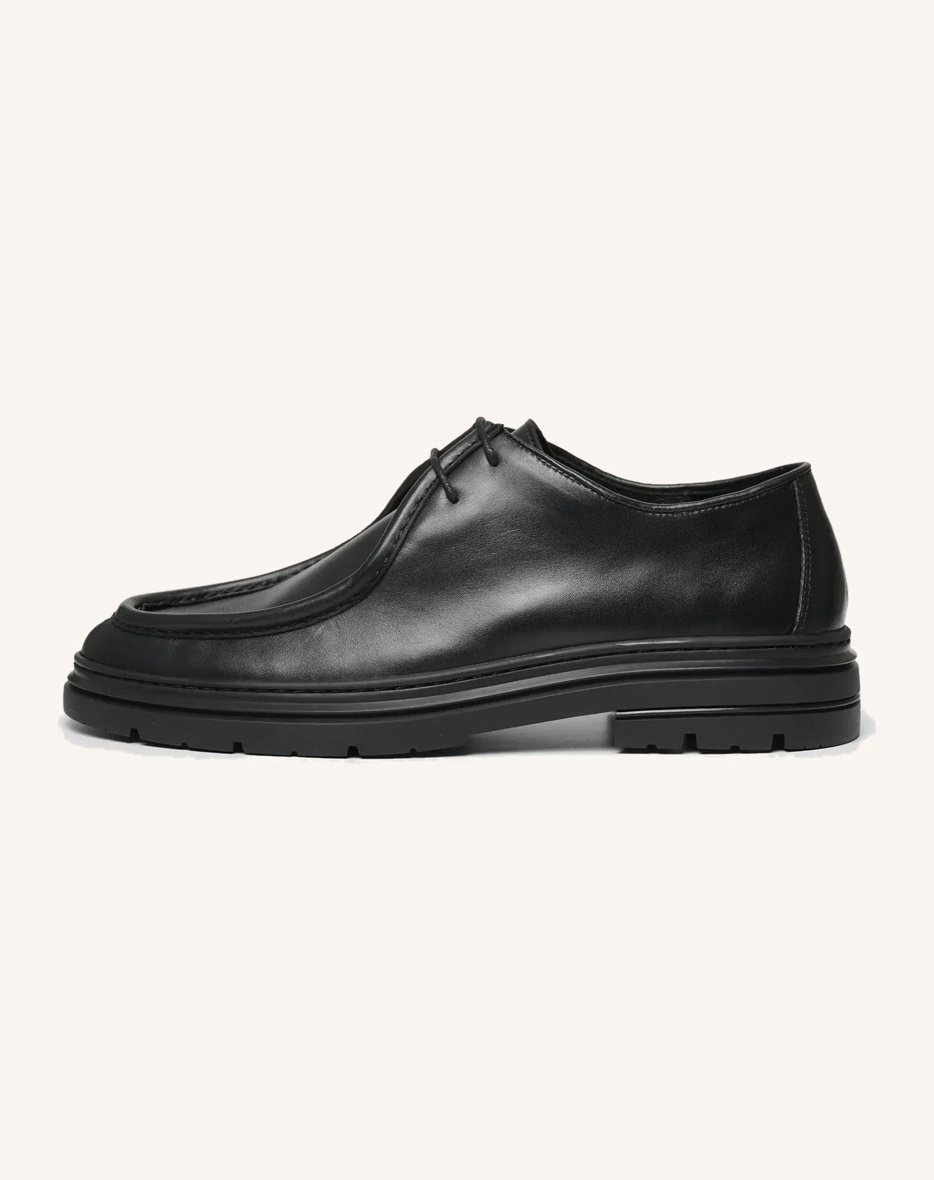 Men Black Lace Up Derby Shoes Round Toe